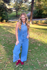 COLLARED WIDE LEG JUMPSUIT