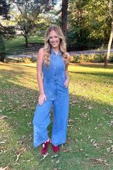 COLLARED WIDE LEG JUMPSUIT