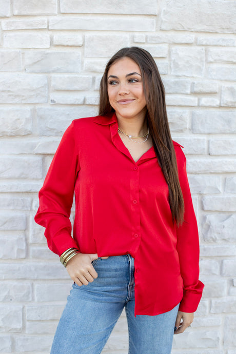 Marie Satin Button Down (Multiple Colors)