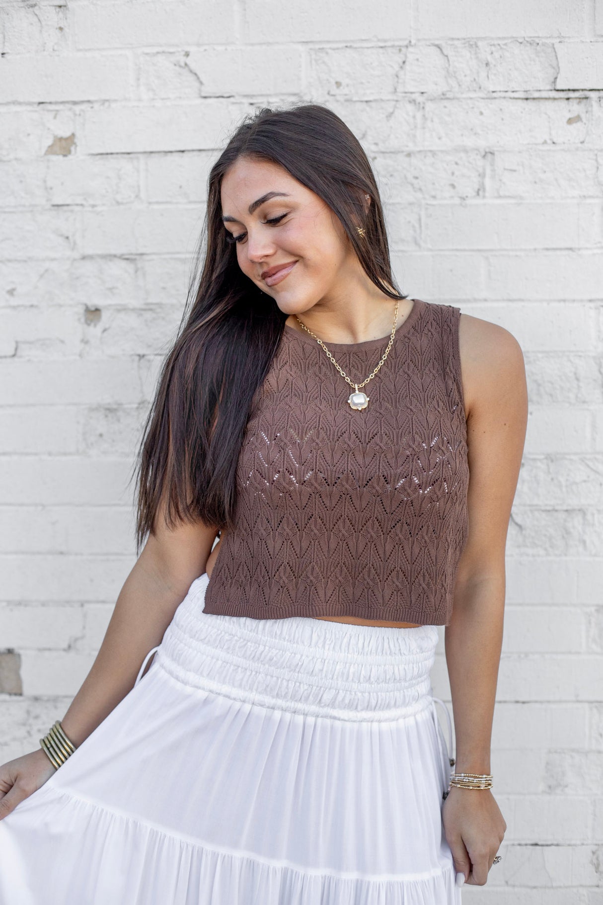 Crew Neck Tie Side Top