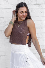 Crew Neck Tie Side Top