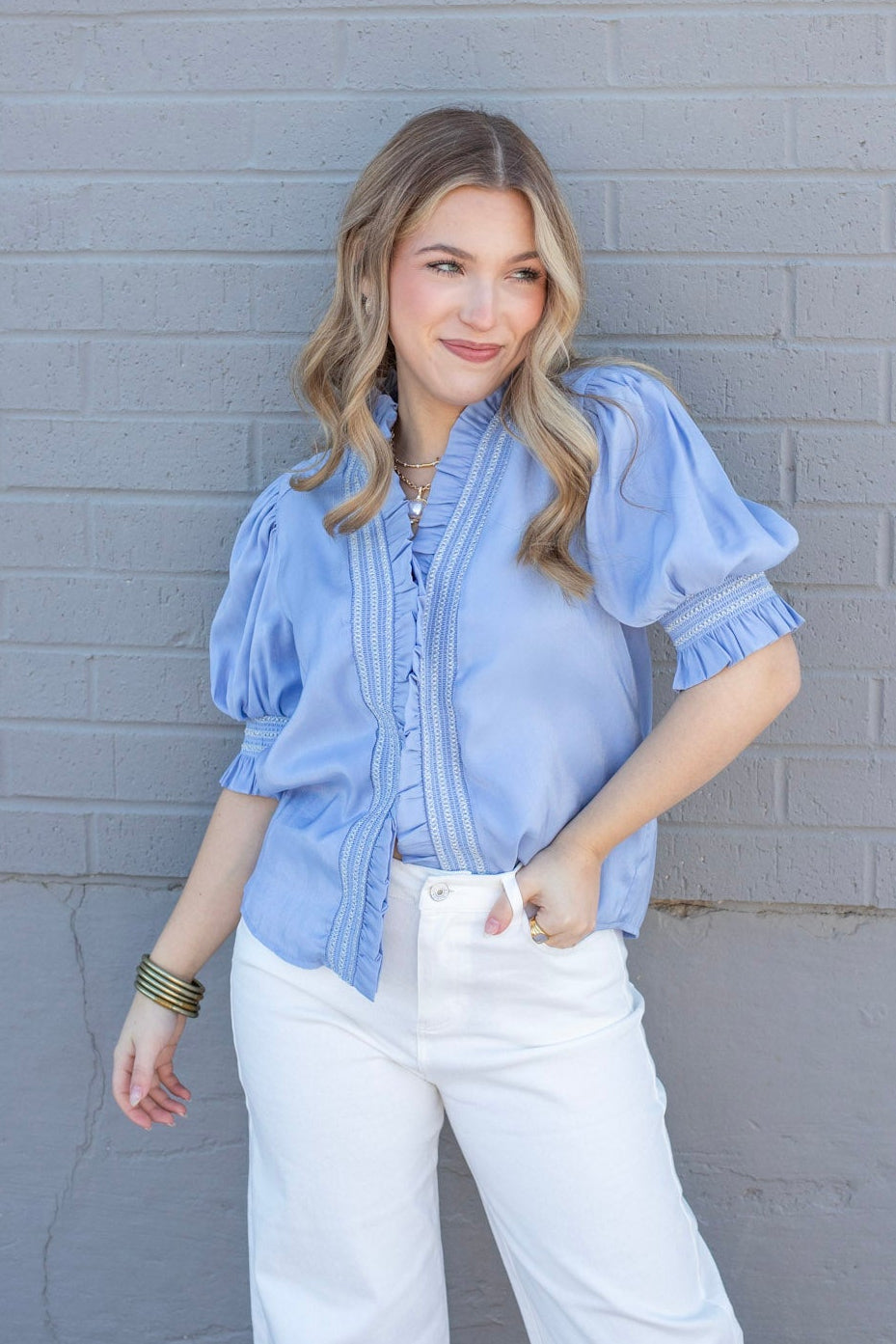 Prim Smocked Puff Sleeve Blouse