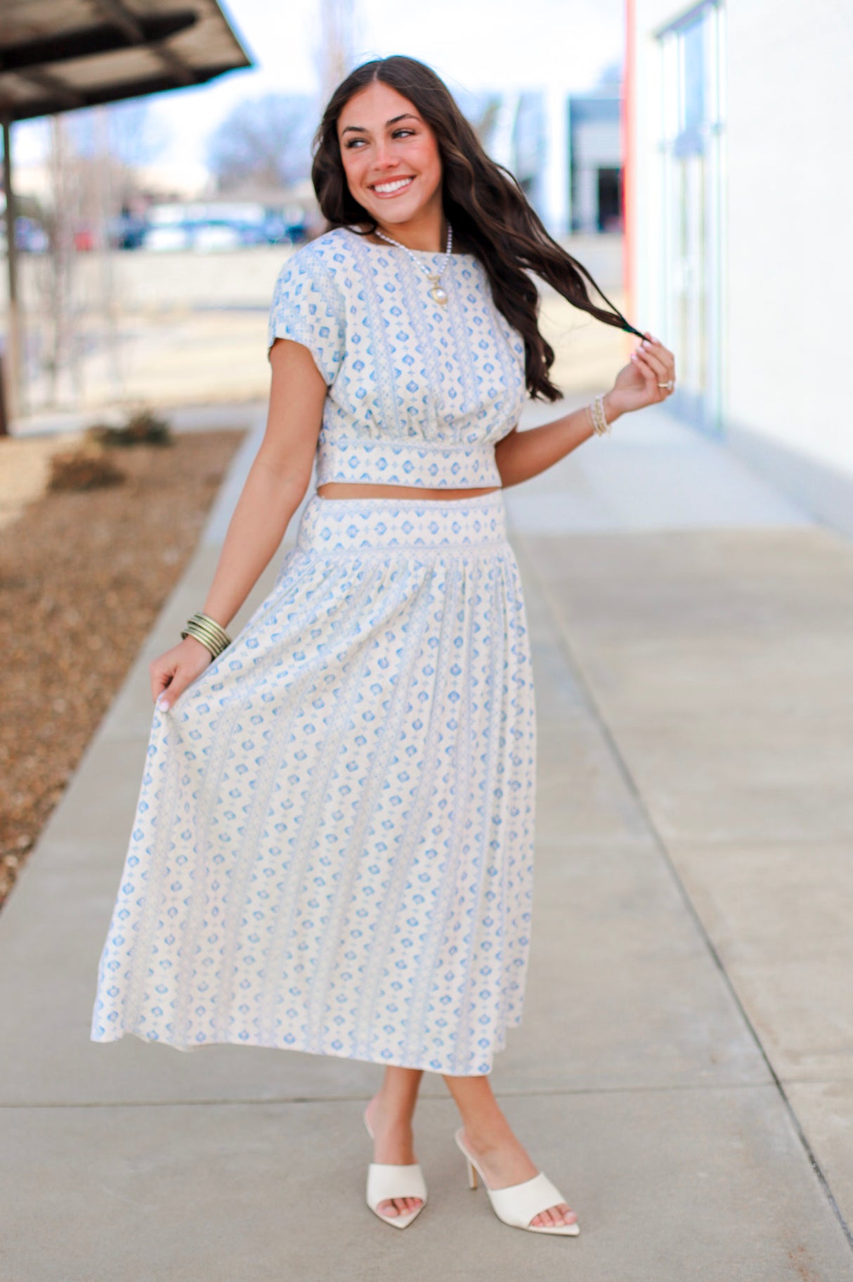 Mediterranean Smocked Waist Skirt
