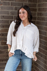 Stripe Ruffle Hem Top