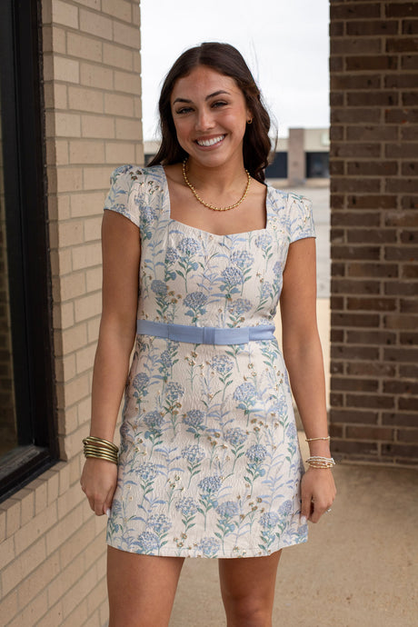 Hydrangea Jacquard Mini Dress