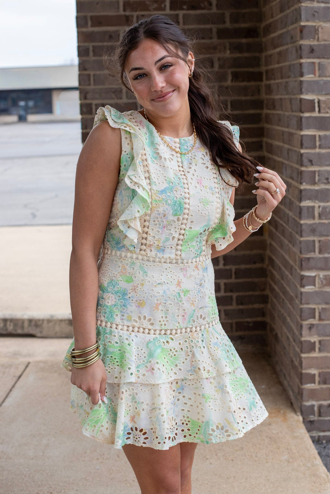 Tiarra Eyelet Ruffle Dress