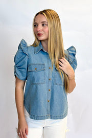 DANELLY DENIM SHOULDER TOP