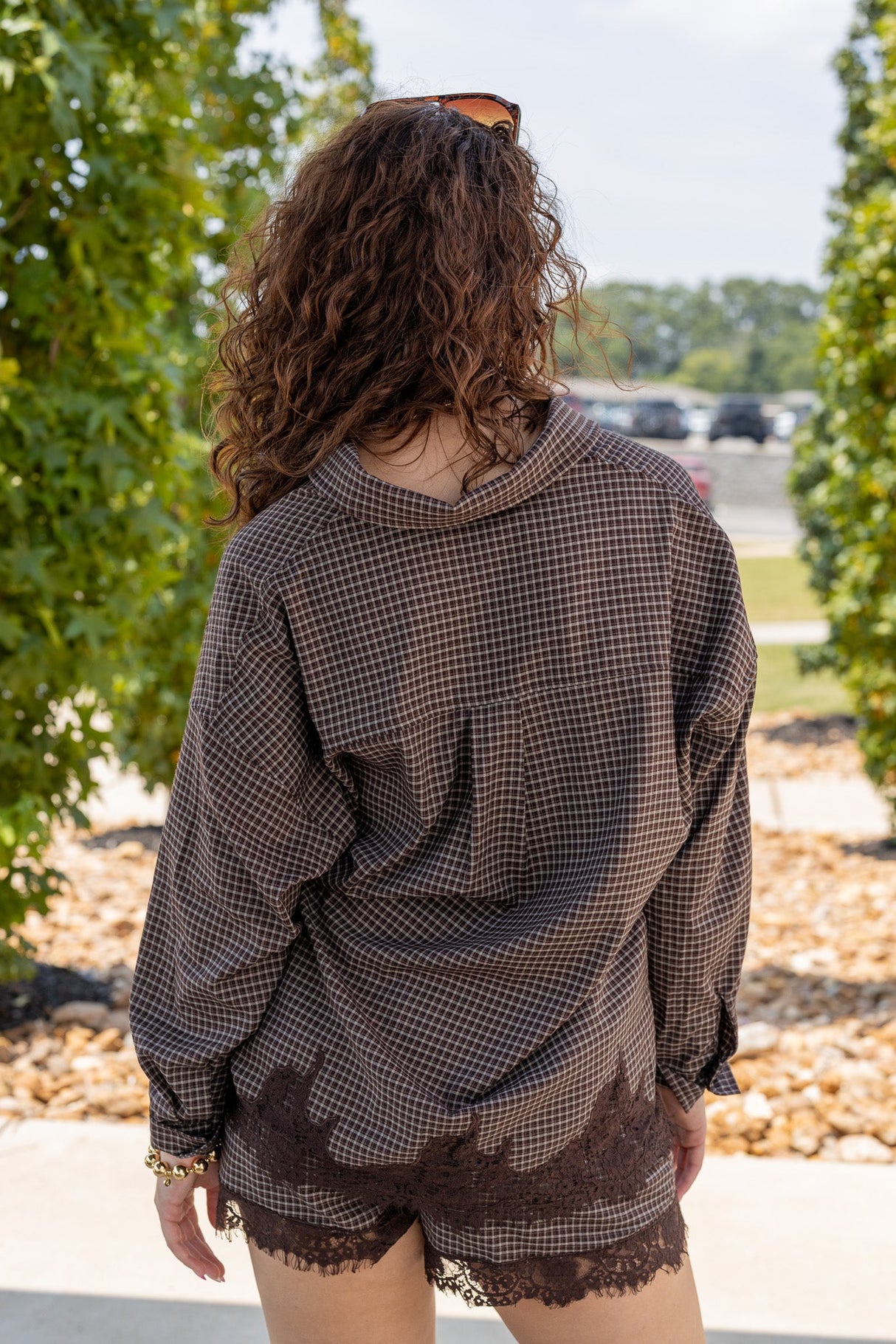 Lace Trim Detail Oversized Shirt