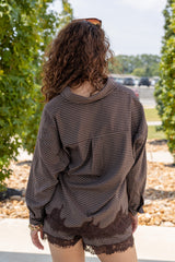 Lace Trim Detail Oversized Shirt