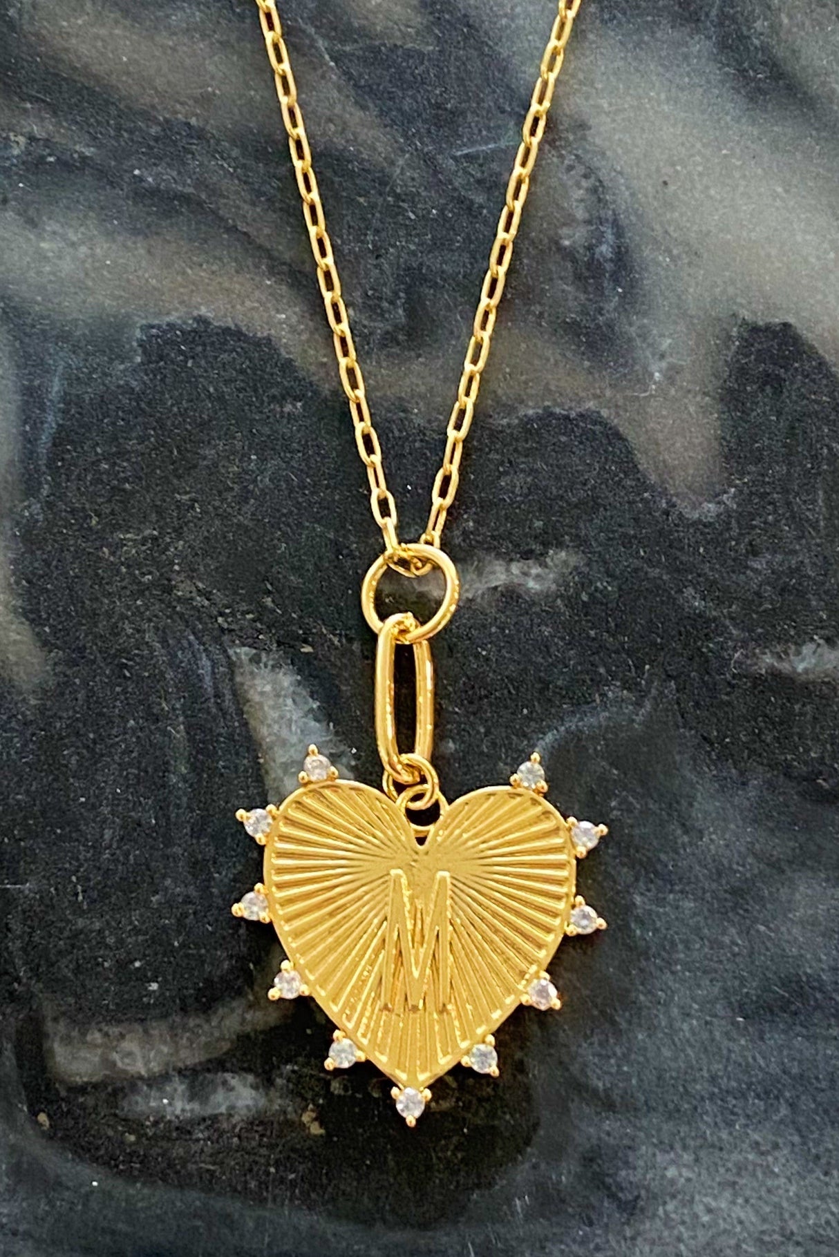 Initial Hanging Heart Necklace (All Letters)