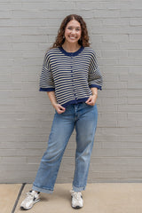 Button Striped Cardigan