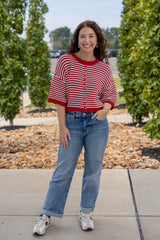Button Striped Cardigan