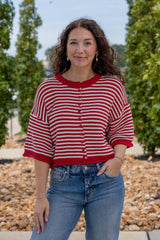 Button Striped Cardigan