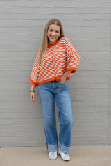 Striped Half Sleeve Cardigan