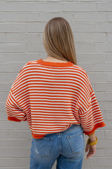 Striped Half Sleeve Cardigan