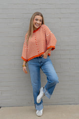Striped Half Sleeve Cardigan
