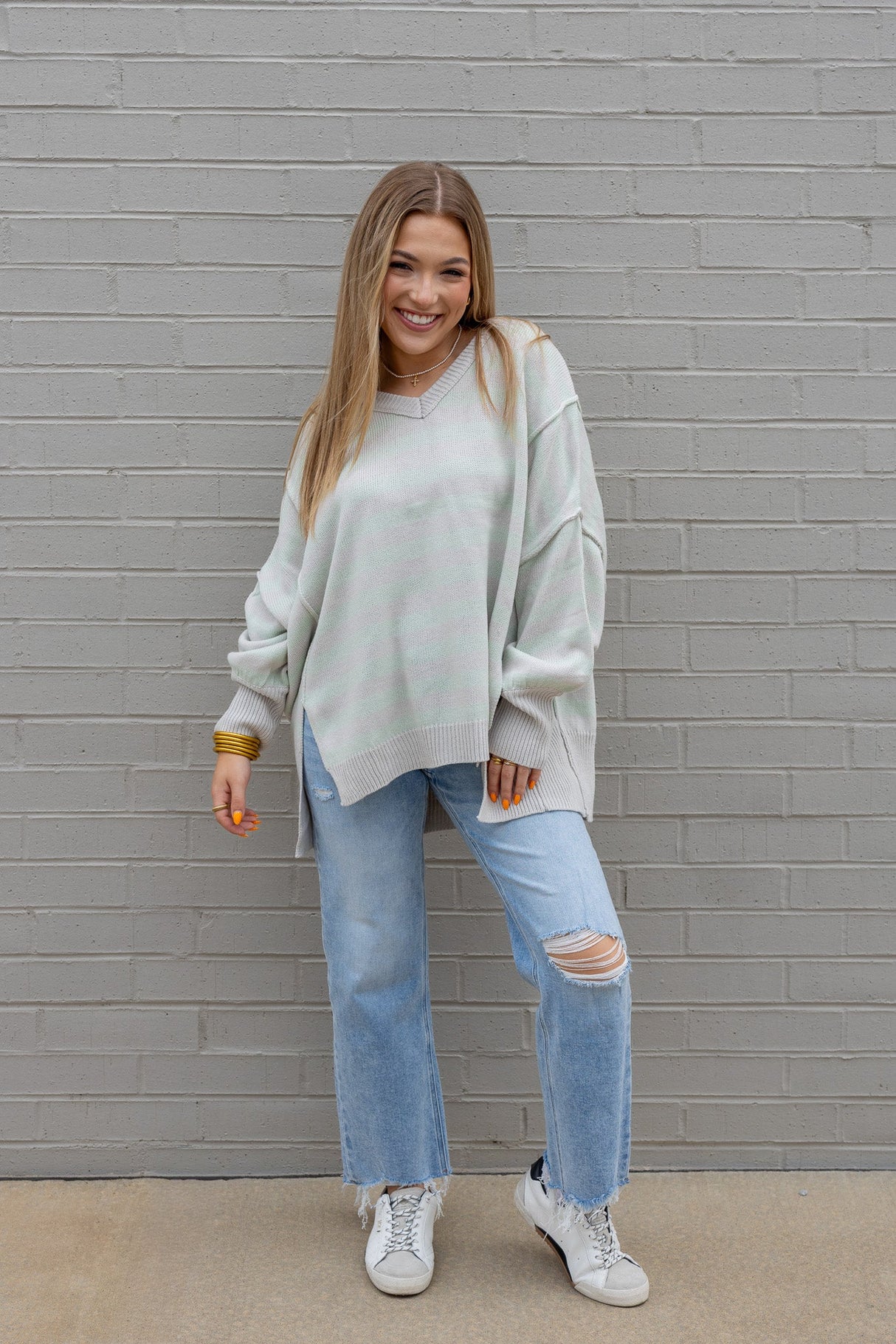 Striped V-Neck Sweater