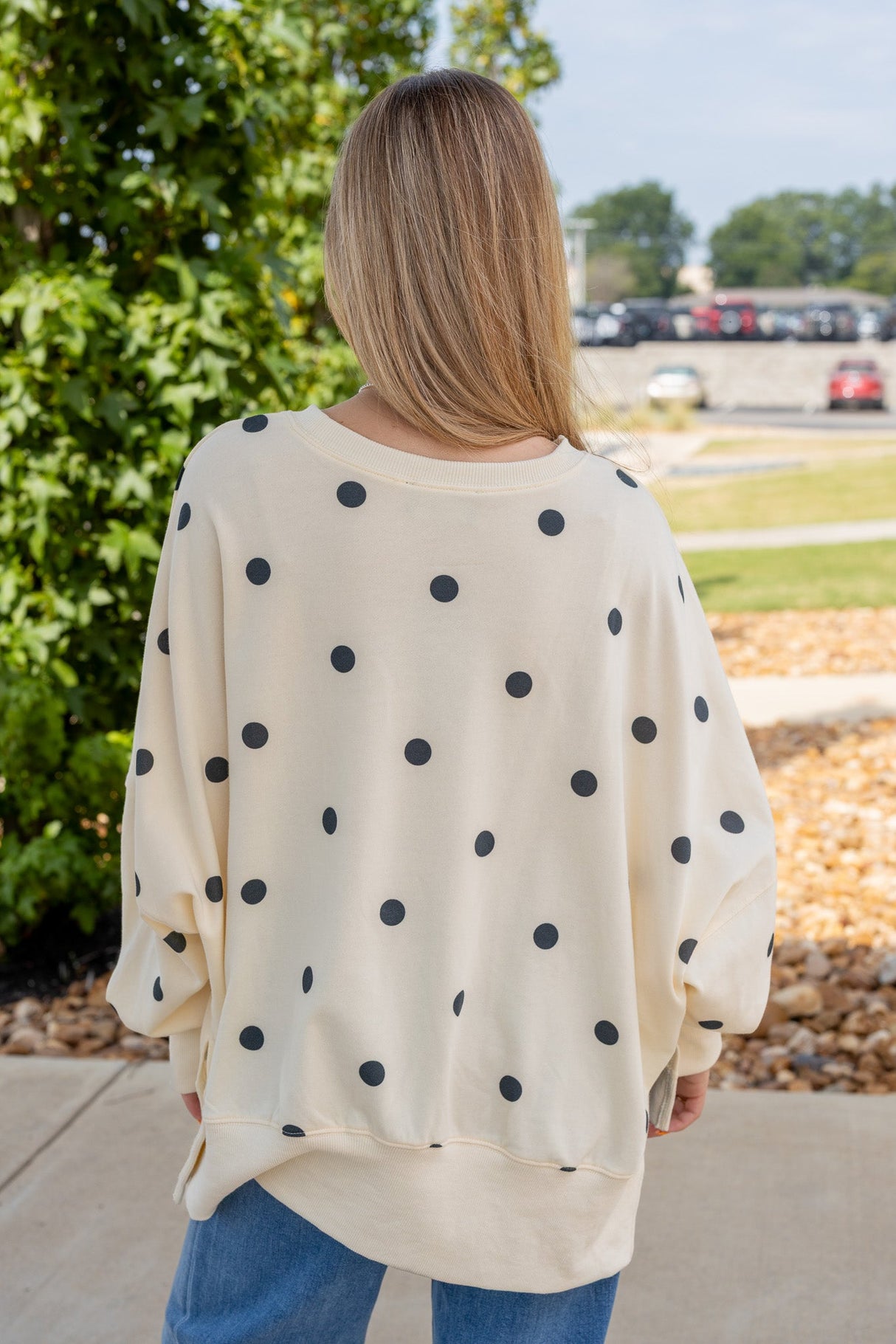 Polka Dot Print Terry Sweatshirt