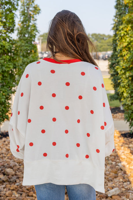 Polka Dot Print Terry Sweatshirt