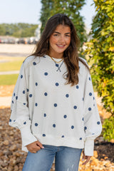 Polka Dot Print Terry Sweatshirt