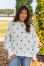 Polka Dot Print Terry Sweatshirt