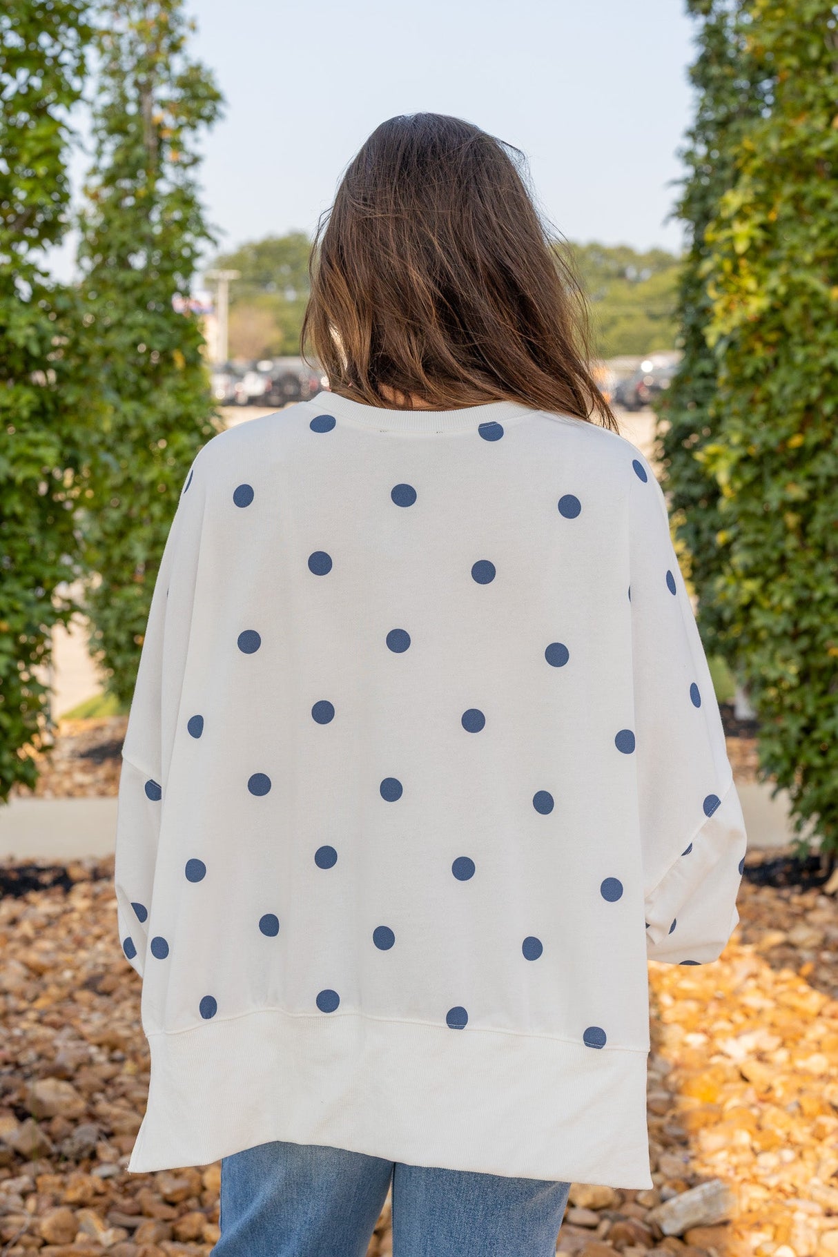 Polka Dot Print Terry Sweatshirt