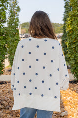 Polka Dot Print Terry Sweatshirt