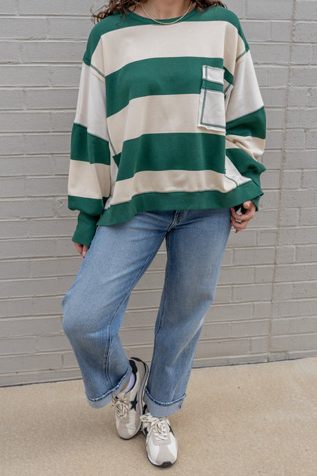 Bold Stripe Terry Sweatshirt