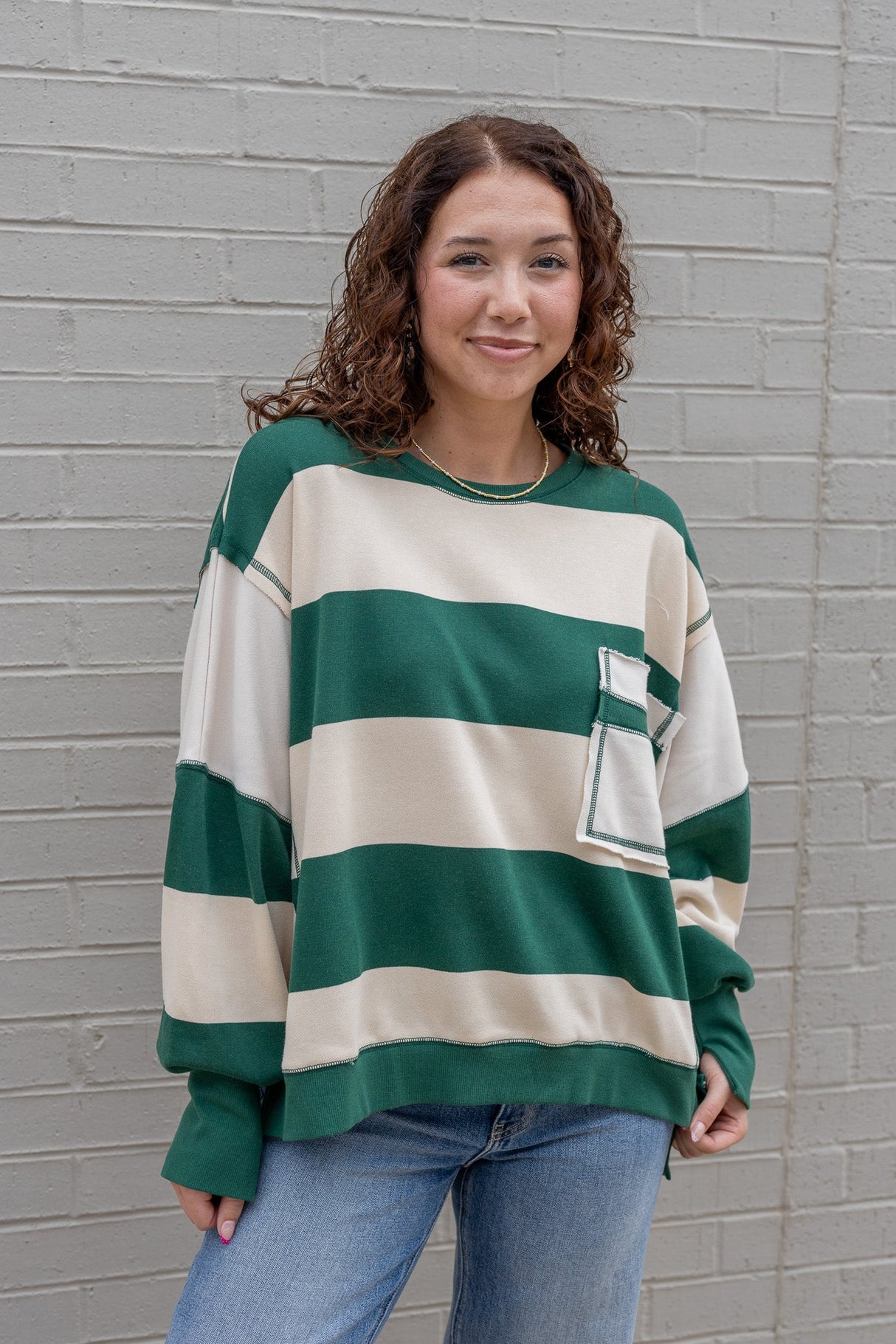 Bold Stripe Terry Sweatshirt