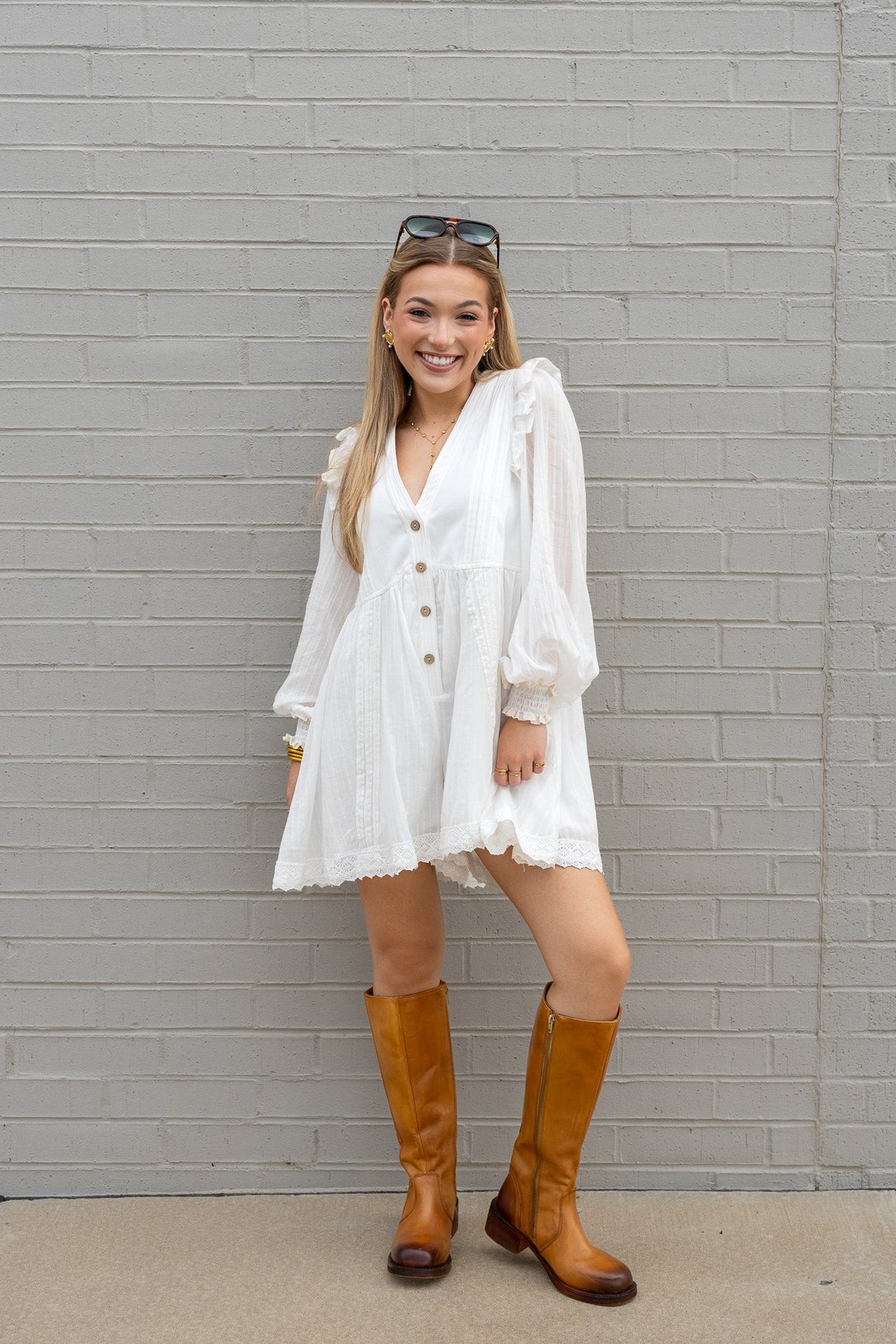 Ruffled Bubble Sleeve Romper