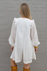 Ruffled Bubble Sleeve Romper