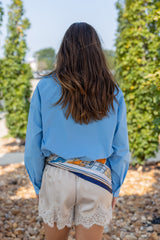 Bubble Hem Button-Up Shirt