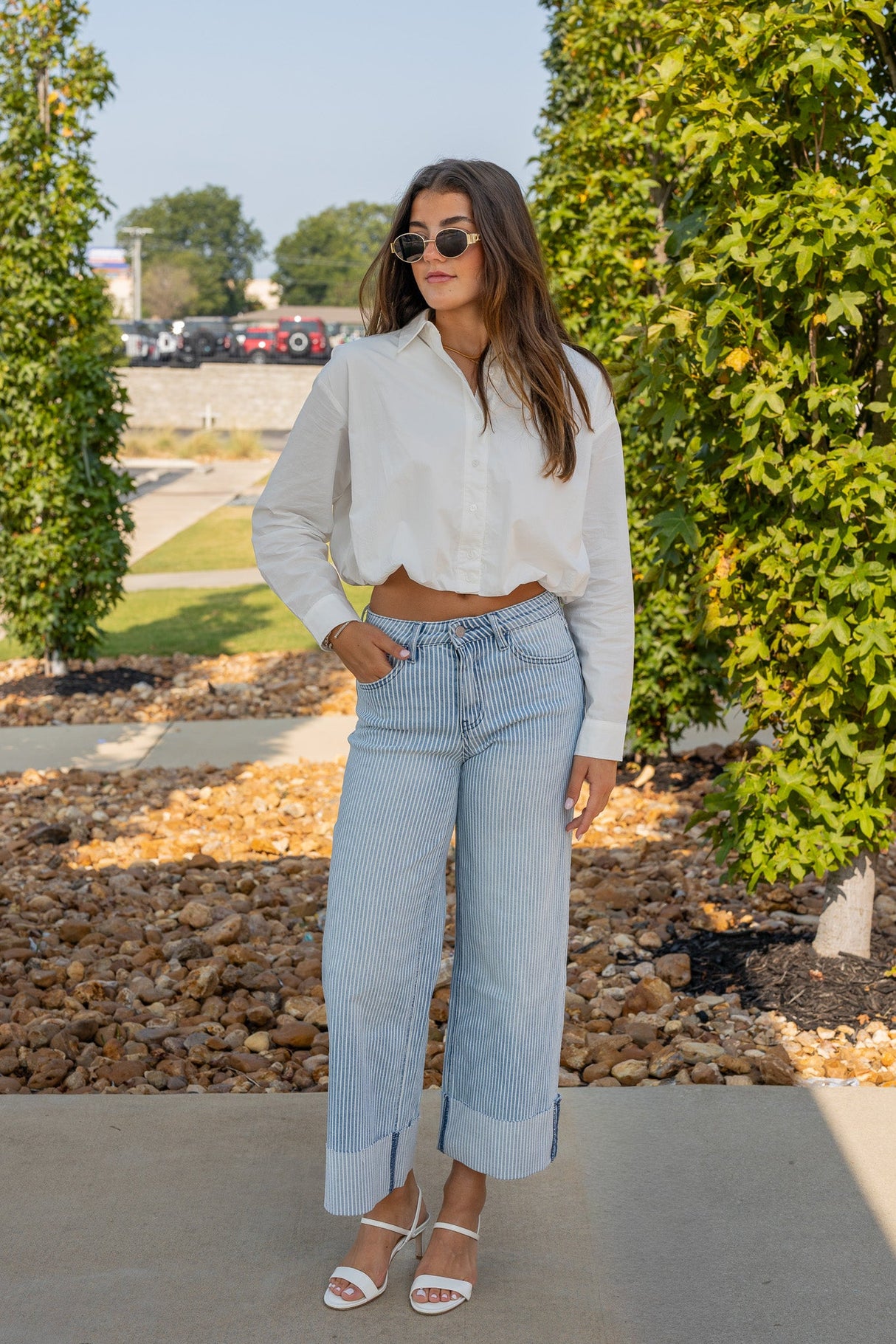 Bubble Hem Button-Up Shirt