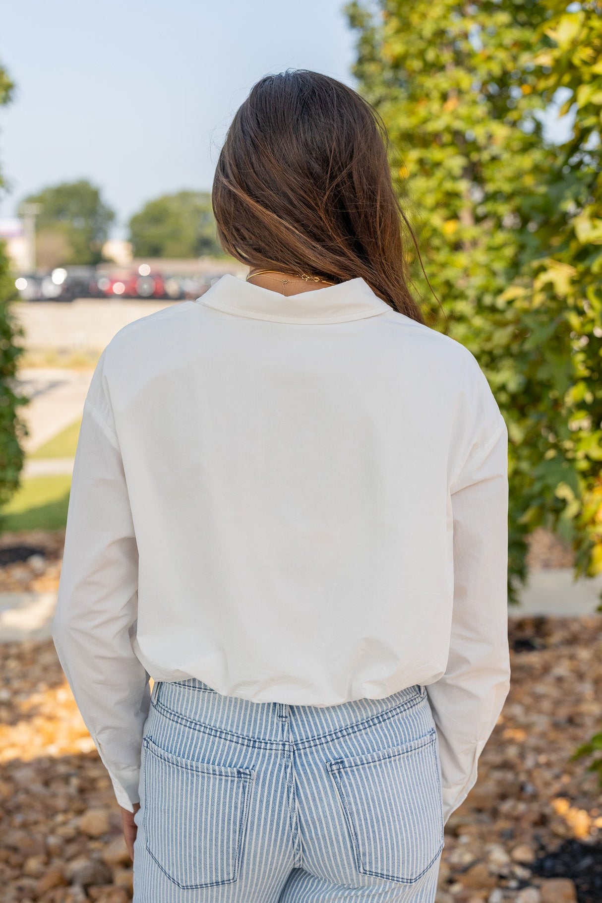 Bubble Hem Button-Up Shirt