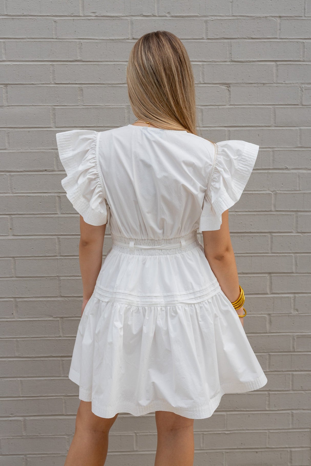 Flutter Sleeves Peplum Poplin Mini Dress