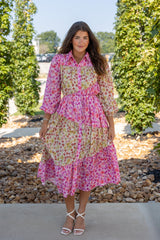 Asymmetric Voile Midi Dress