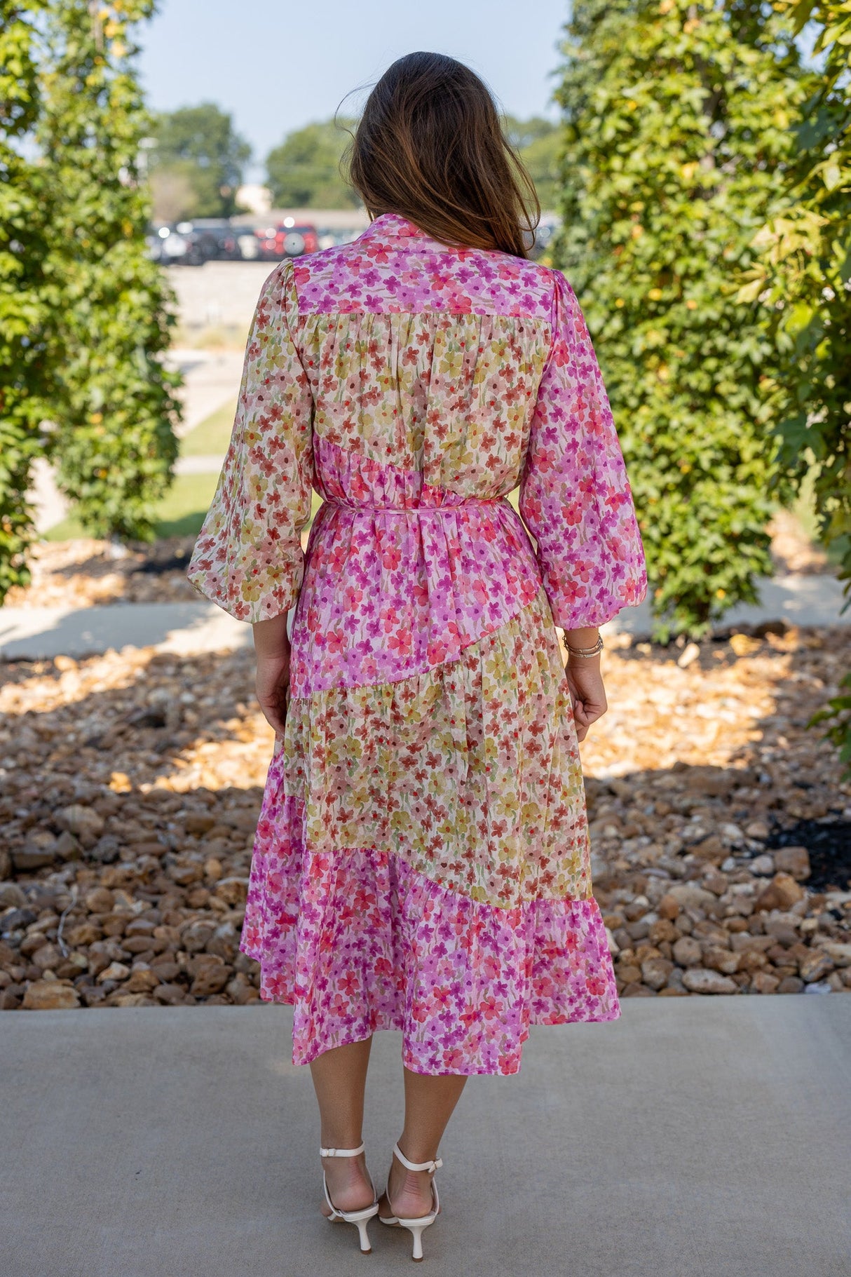Asymmetric Voile Midi Dress