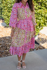Asymmetric Voile Midi Dress