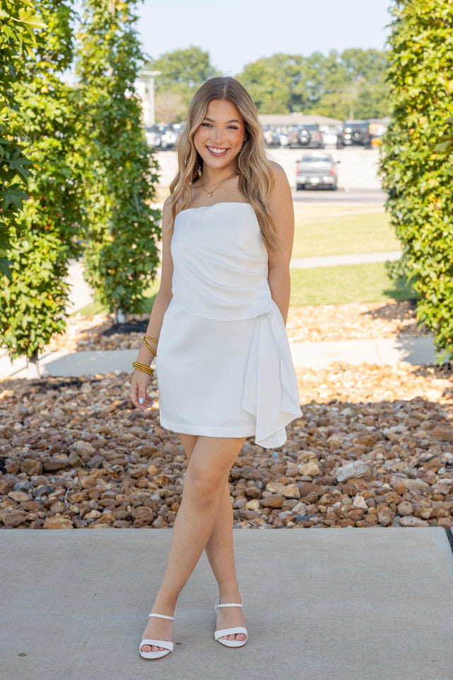 Pleated Detailed Panelled Tube Dress