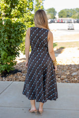 Printed Sleeveless V-Neck Midi Dress
