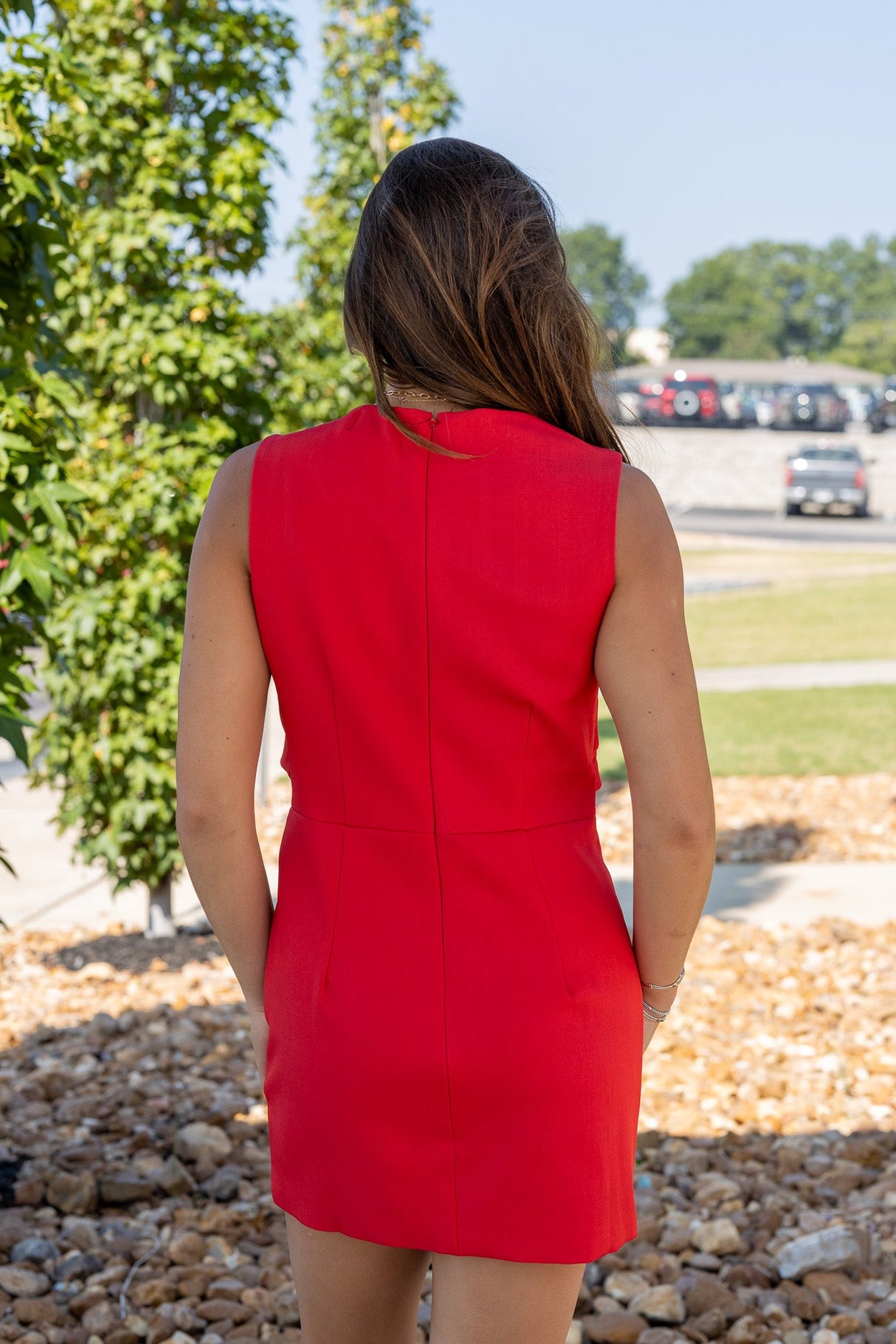 Criss-Cross Draped Pleated Bodice Sleeveless Mini Dress