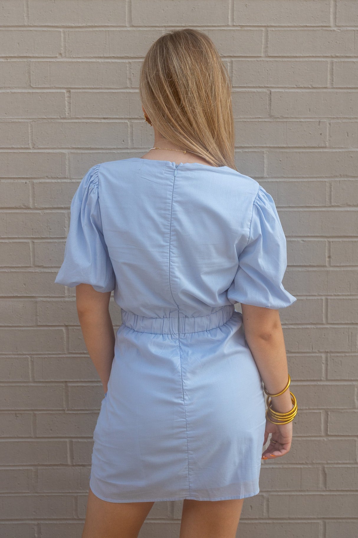 Ruched Puff Sleeve Dress