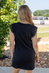 Pearl Trim Sweater Knit Mini Dress