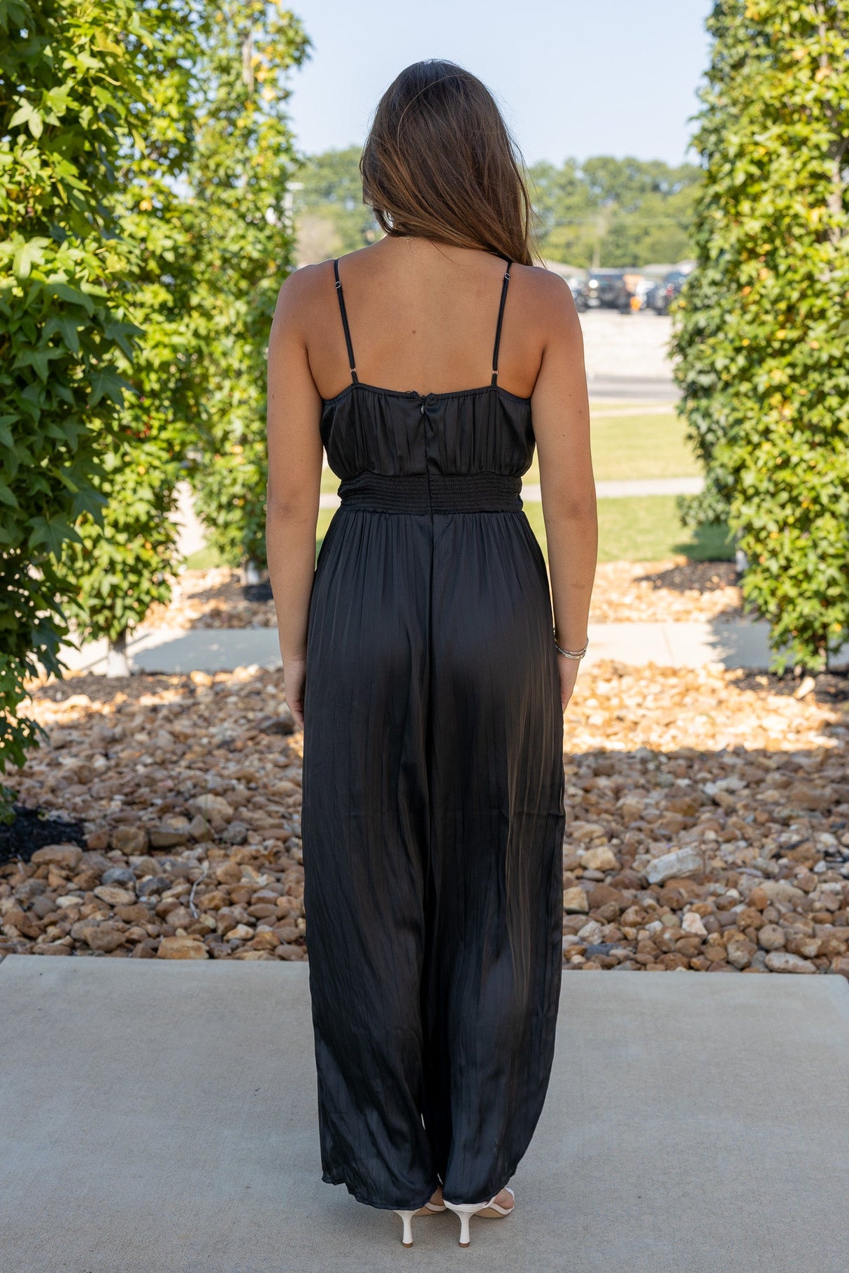 Twisted Tie Detail Satin Jumpsuit