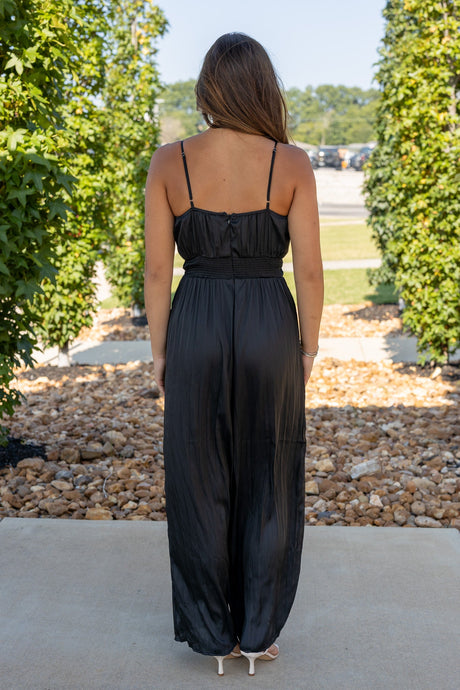 Twisted Tie Detail Satin Jumpsuit