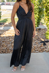 Twisted Tie Detail Satin Jumpsuit