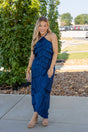 Pleated Satin Tiered Long Dress