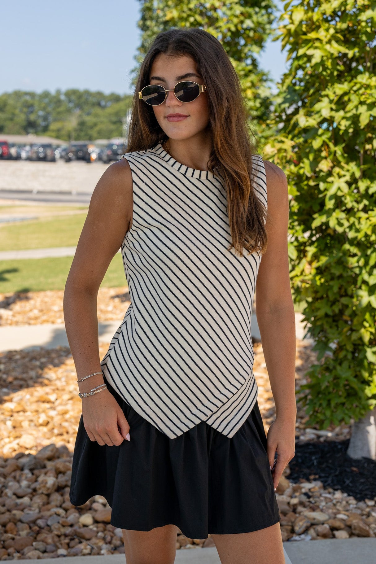 Wrap-Over Mixed Media Striped Knit Mini Dress