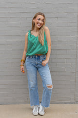 Striped Twisted Shoulder Bubble Top