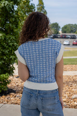 Sleeveless Check Tweed Knit Sweater Top